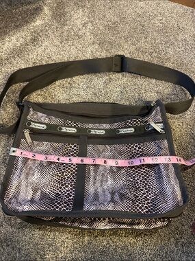 Lesportsac Snake-Print Crossbody with Brown Trim